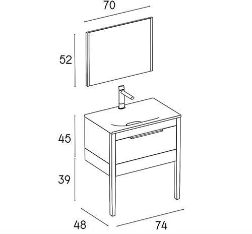 Wood and PVC vanity cabinet model L-07